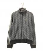 LACOSTEラコステ）の古着「モノグラムジャカードトラックジャケット」｜ブラック×グレー
