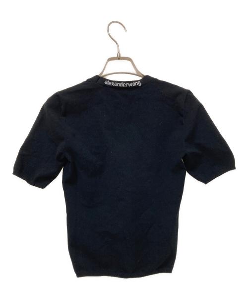 ALEXANDER WANG（アレキサンダー・ワン）ALEXANDER WANG (アレキサンダー・ワン) ロゴジャガード半袖ニット ブラック サイズ:Sの古着・服飾アイテム