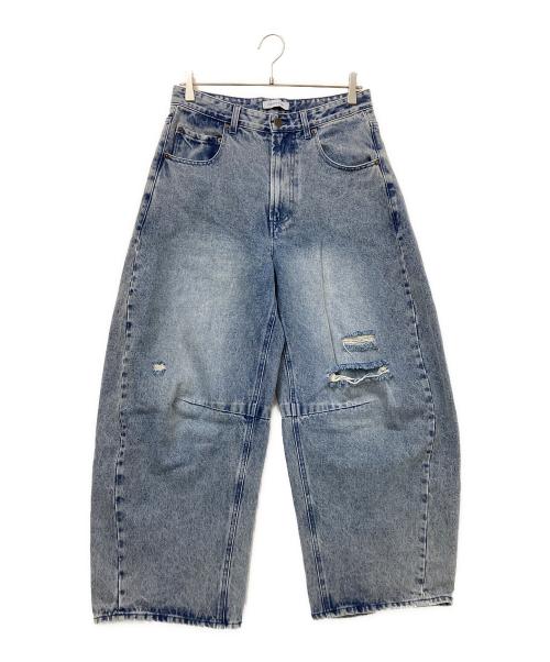 FREAK'S STORE（フリークスストア）FREAK'S STORE (フリークスストア) ワイドシルエット カーブダメージ加工デニムパンツ インディゴ サイズ:Sの古着・服飾アイテム