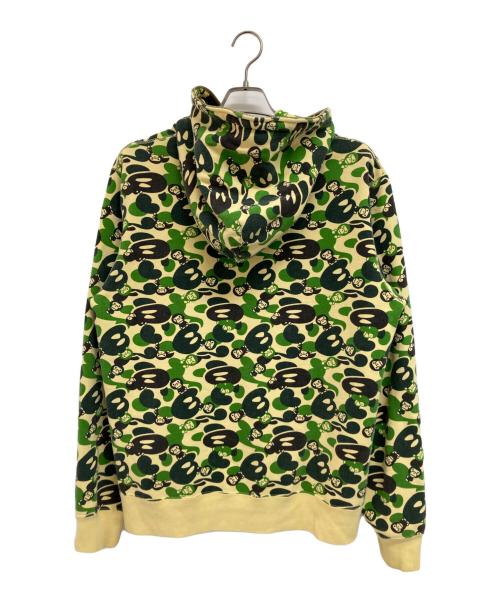 A BATHING APE（アベイシングエイプ）A BATHING APE (アベイシングエイプ) ベイビーマイロ総柄ジップパーカー ベージュ×グリーン サイズ:XLの古着・服飾アイテム