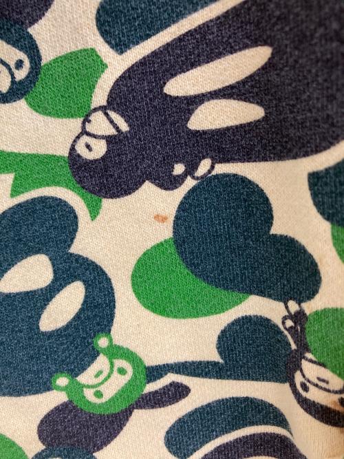 A BATHING APE（アベイシングエイプ）A BATHING APE (アベイシングエイプ) ベイビーマイロ総柄ジップパーカー ベージュ×グリーン サイズ:XLの古着・服飾アイテム