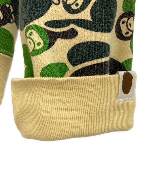 A BATHING APE（アベイシングエイプ）A BATHING APE (アベイシングエイプ) ベイビーマイロ総柄ジップパーカー ベージュ×グリーン サイズ:XLの古着・服飾アイテム