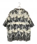 CLANEクラネ）の古着「SHEER FLOWER LACE SHIRTS」｜ホワイト×ブラック