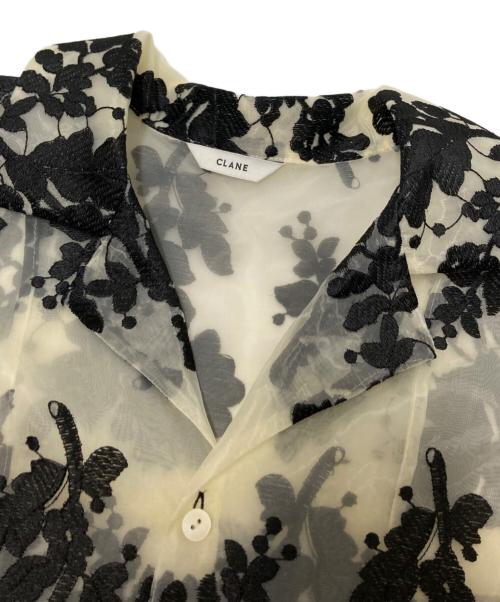 CLANE（クラネ）CLANE (クラネ) SHEER FLOWER LACE SHIRTS ホワイト×ブラック サイズ:1の古着・服飾アイテム