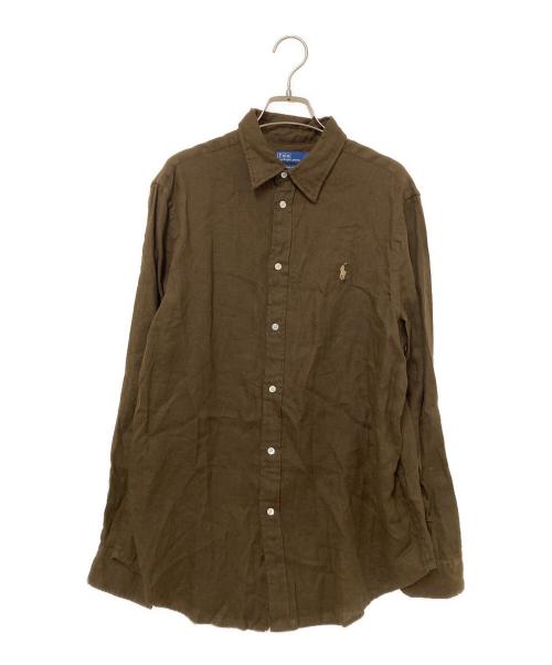 POLO RALPH LAUREN（ポロ・ラルフローレン）POLO RALPH LAUREN (ポロ・ラルフローレン) CLASSIC FIT リネンシャツ ブラウン サイズ:Lの古着・服飾アイテム