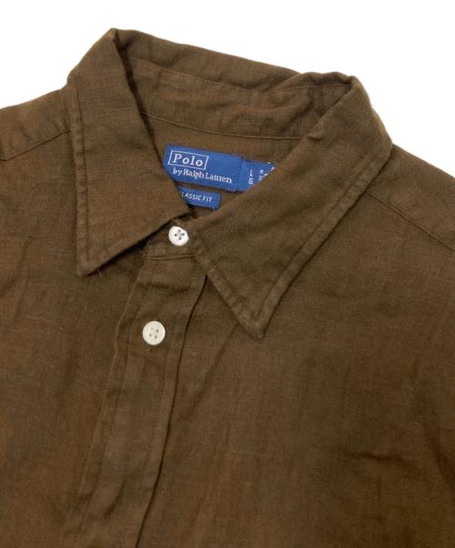 POLO RALPH LAUREN（ポロ・ラルフローレン）POLO RALPH LAUREN (ポロ・ラルフローレン) CLASSIC FIT リネンシャツ ブラウン サイズ:Lの古着・服飾アイテム