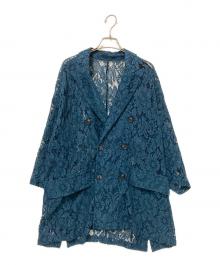 CLEL（クレイル）の古着「Loose Cord Lace Short Sleeve Double Tailored Jacket」｜グリーン