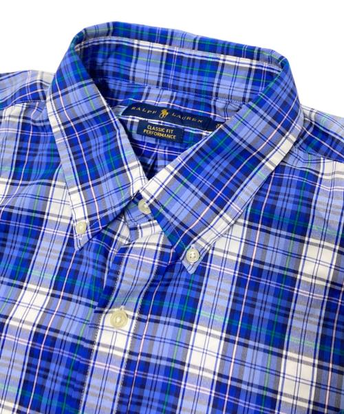 RALPH LAUREN（ラルフローレン）RALPH LAUREN (ラルフローレン) チェック柄BDストレッチシャツ ホワイト×ブルー サイズ:下記参照の古着・服飾アイテム