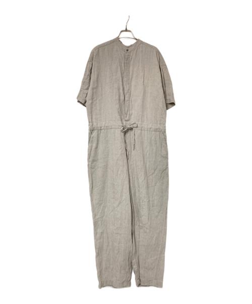 KAGURE（カグレ）KAGURE (カグレ) リネンハーフスリーブオールインワン ベージュ サイズ:FREEの古着・服飾アイテム