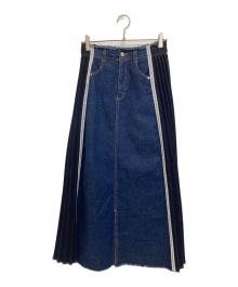Ameri（アメリ）の古着「SIDE PLEATS DENIM SKIRT」｜インディゴ