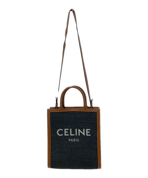 CELINE（セリーヌ）CELINE (セリーヌ) スモールバーティカルカバ グレー×ブラウンの古着・服飾アイテム