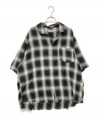 JOURNAL STANDARD relumeジャーナルスタンダード レリューム）の古着「レーヨン フリンジ 半袖チェックシャツ」｜ホワイト×ブラック