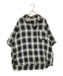JOURNAL STANDARD relume（ジャーナルスタンダード レリューム）の古着「レーヨン フリンジ 半袖チェックシャツ」｜ホワイト×ブラック