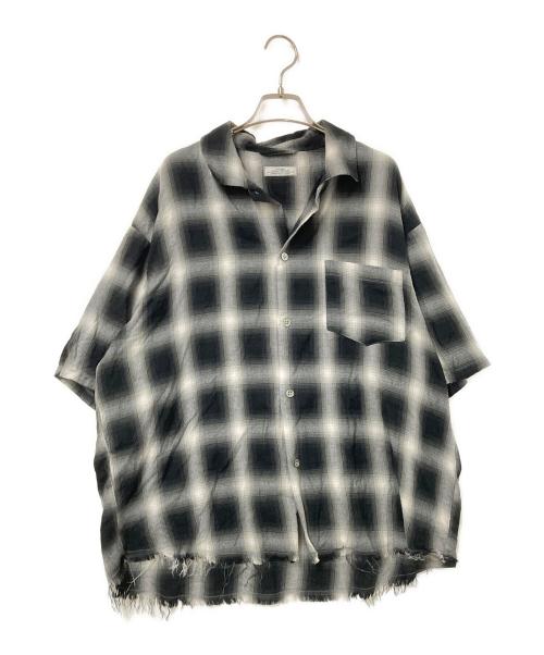 JOURNAL STANDARD relume（ジャーナルスタンダード レリューム）JOURNAL STANDARD relume (ジャーナルスタンダード レリューム) レーヨン フリンジ 半袖チェックシャツ ホワイト×ブラック サイズ:Lの古着・服飾アイテム