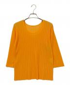 PLEATS PLEASEプリーツプリーズ）の古着「プリーツカットソー」｜オレンジ
