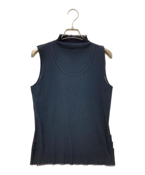 PLEATS PLEASE（プリーツプリーズ）PLEATS PLEASE (プリーツプリーズ) ノースリーブプリーツカットソー ネイビー サイズ:03の古着・服飾アイテム