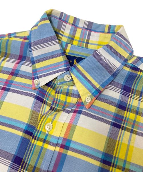 RALPH LAUREN（ラルフローレン）RALPH LAUREN (ラルフローレン) ボタンダウン半袖チェックシャツ ネイビー×イエロー サイズ:Mの古着・服飾アイテム