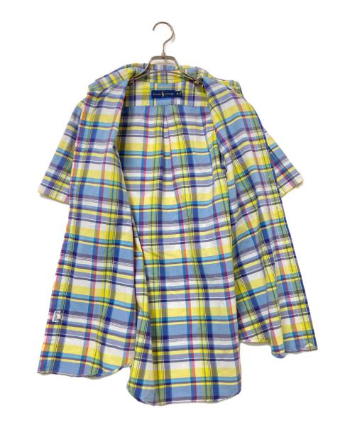 RALPH LAUREN（ラルフローレン）RALPH LAUREN (ラルフローレン) ボタンダウン半袖チェックシャツ ネイビー×イエロー サイズ:Mの古着・服飾アイテム