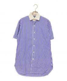 POLO RALPH LAUREN（ポロ・ラルフローレン）の古着「半袖ストライプシャツ」｜ブルー×ホワイト