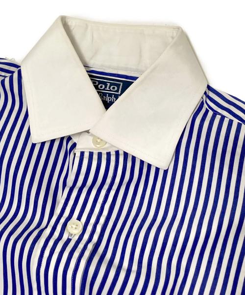 POLO RALPH LAUREN（ポロ・ラルフローレン）POLO RALPH LAUREN (ポロ・ラルフローレン) 半袖ストライプシャツ ブルー×ホワイト サイズ:14 1/2-32の古着・服飾アイテム