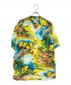 PARADISE FOUNDパラダイスファウンド）の古着「レーヨンアロハシャツ」｜イエロー×ブルー