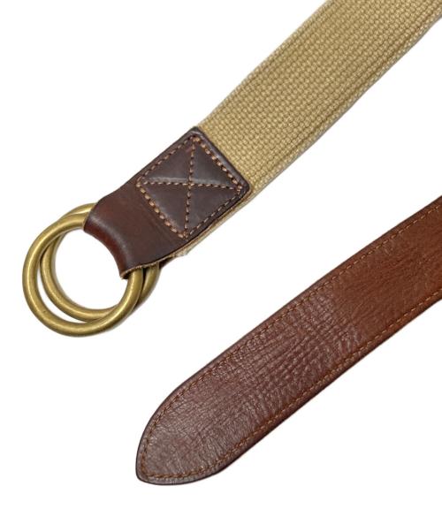 BEAMS PLUS（ビームスプラス）BEAMS PLUS (ビームスプラス) ARTS & CRAFTS / AGING W RING COMBI BELT ブラウン×ベージュの古着・服飾アイテム