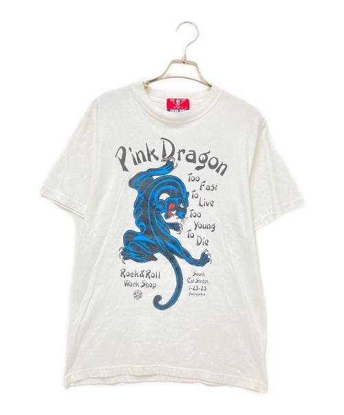 CREAM SODA（クリームソーダ）CREAM SODA (クリームソーダ) パンサープリントTシャツ ホワイト×ブルー サイズ:Sの古着・服飾アイテム