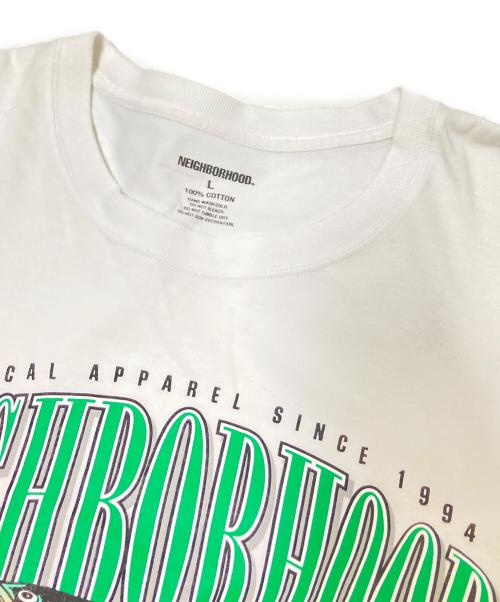 NEIGHBORHOOD（ネイバーフッド）NEIGHBORHOOD (ネイバーフッド) FISH PRINT TEE ホワイト×グリーン サイズ:Lの古着・服飾アイテム