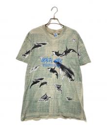 Hanes（ヘインズ）の古着「総柄プリントTシャツ」｜グリーン×ベージュ
