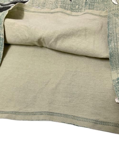 Hanes（ヘインズ）Hanes (ヘインズ) 総柄プリントTシャツ グリーン×ベージュ サイズ:Mの古着・服飾アイテム