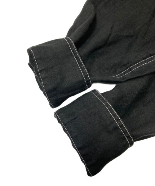 GOOUCH（グーチ）GOOUCH (グーチ) リネン100 ステッチシャツ ブラック サイズ:Lの古着・服飾アイテム