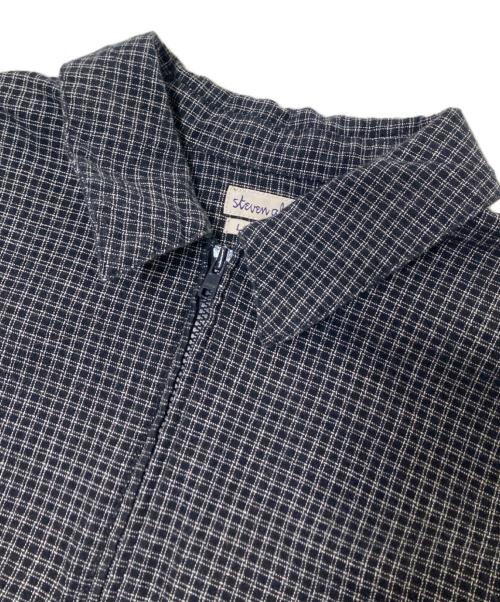 STEVEN ALAN（スティーブンアラン）STEVEN ALAN (スティーブンアラン) GRAPH CHECK ZIP PULL OVER SHIRT ブラック×ホワイト サイズ:Mの古着・服飾アイテム