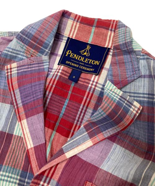 PENDLETON（ペンドルトン）PENDLETON (ペンドルトン) チェック柄テーラードジャケット ブルー×レッド サイズ:Sの古着・服飾アイテム