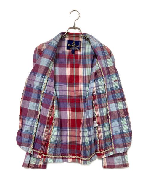 PENDLETON（ペンドルトン）PENDLETON (ペンドルトン) チェック柄テーラードジャケット ブルー×レッド サイズ:Sの古着・服飾アイテム
