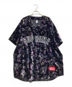 SUPREMEシュプリーム）の古着「Floral Velour Baseball Jersey」｜ブラック