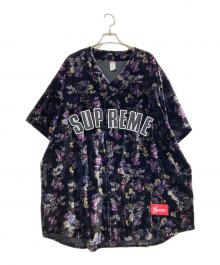 SUPREME（シュプリーム）の古着「Floral Velour Baseball Jersey」｜ブラック