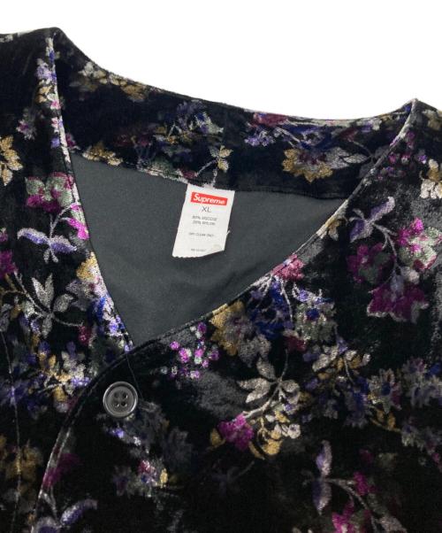 SUPREME（シュプリーム）SUPREME (シュプリーム) Floral Velour Baseball Jersey ブラック サイズ:XLの古着・服飾アイテム