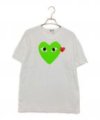 PLAY COMME des GARCONSプレイコムデギャルソン）の古着「ハートプリントTシャツ」｜ホワイト×グリーン