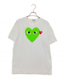 PLAY COMME des GARCONS（プレイコムデギャルソン）の古着「ハートプリントTシャツ」｜ホワイト×グリーン