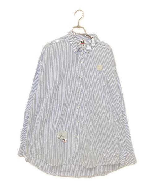 Aape BY A BATHING APE（エーエイプ バイ アベイシングエイプ）Aape BY A BATHING APE (エーエイプ バイ アベイシングエイプ) ボタンダウンシャツ ホワイト×ブルー サイズ:Mの古着・服飾アイテム