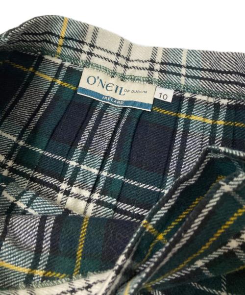O'NEIL OF DUBLIN（オニールオブダブリン）O'NEIL OF DUBLIN (オニールオブダブリン) チェックラップスカート ホワイト×グリーン サイズ:10の古着・服飾アイテム