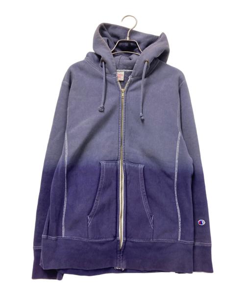 Champion REVERSE WEAVE（チャンピオン リバース ウィーブ）Champion REVERSE WEAVE (チャンピオン リバース ウィーブ) 復刻 フェード加工ジップパーカー ネイビー×グレー サイズ:XLの古着・服飾アイテム
