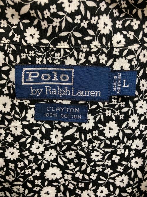 POLO RALPH LAUREN（ポロ・ラルフローレン）POLO RALPH LAUREN (ポロ・ラルフローレン) 花柄オープンカラーシャツ ブラック×ホワイト サイズ:Lの古着・服飾アイテム