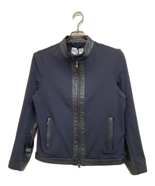 EMMETI（エンメティ）EMMETI (エンメティ) JURIXレザー切替ジャケット ブラック サイズ:46の古着・服飾アイテム