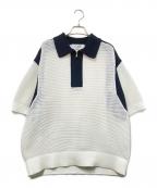 CULLNIクルニ）の古着「メッシュニットポロシャツ」｜ホワイト×ブラック
