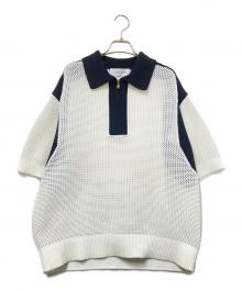 CULLNI（クルニ）の古着「メッシュニットポロシャツ」｜ホワイト×ブラック