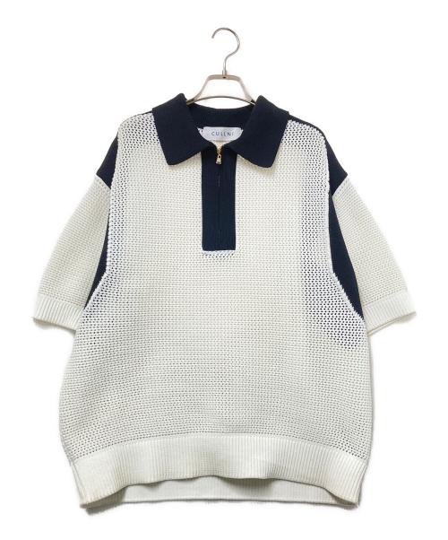 CULLNI（クルニ）CULLNI (クルニ) メッシュニットポロシャツ ホワイト×ブラック サイズ:1の古着・服飾アイテム