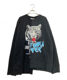 Onitsuka Tiger（オニツカタイガー）の古着「ドッキングデザインスウェット」｜ブラック×グレー