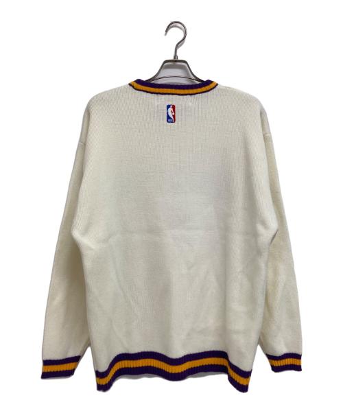 MITCHELL & NESS（ミッチェルアンドネス）MITCHELL & NESS (ミッチェルアンドネス) HARDWOOD CLASSICS (ハードウッドクラシック) 切替ニット ホワイト×パープル サイズ:54の古着・服飾アイテム