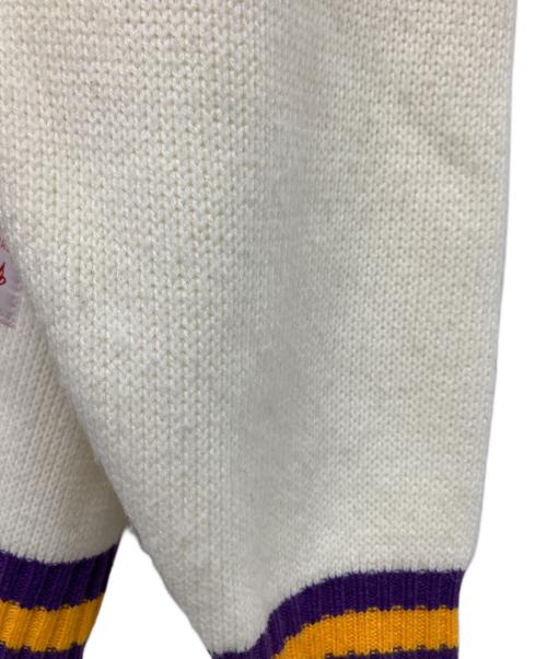 MITCHELL & NESS（ミッチェルアンドネス）MITCHELL & NESS (ミッチェルアンドネス) HARDWOOD CLASSICS (ハードウッドクラシック) 切替ニット ホワイト×パープル サイズ:54の古着・服飾アイテム